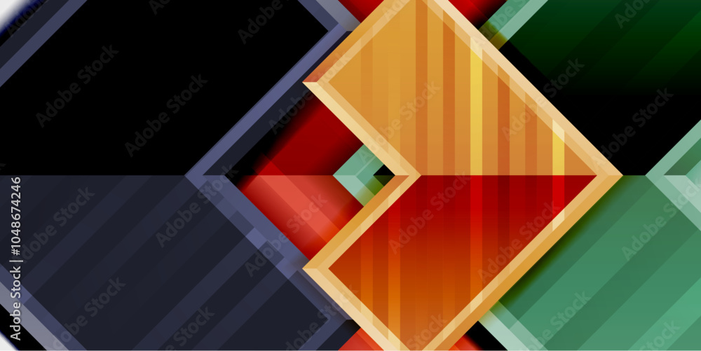 Poster Arrow symbols created with 3d effects and line texture geometric abstract background