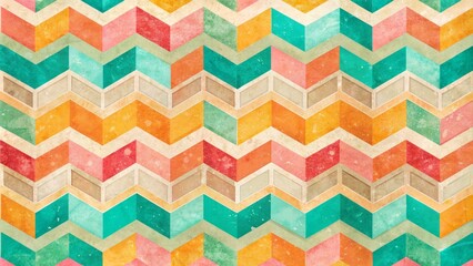 Colorful Whimsical Chevron Patterns with Stylized Hexagons and Vibrant Geometric Design Elements