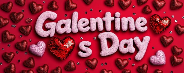 Colorful Galentine's Day theme with hearts and festive decorations on a vibrant background.