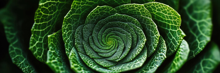 Fototapeta premium A leafy green plant with a spiral shape. The leaves are green and the plant is growing