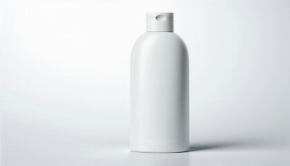 Clean and minimal packaging design, suitable for showcasing different products. A white plastic bottle with a flip-top lid. The bottle is standing upright on a white background. 