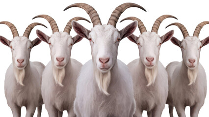 Obraz premium white goats standing isolated on a white background.