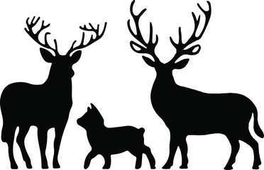 Set of minimalistic Christmas elements black ,silhouette