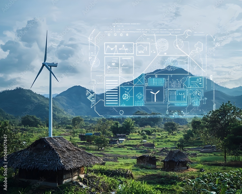 Poster ai enhanced resource management for sustainable rural communities visualizing real time data and eco