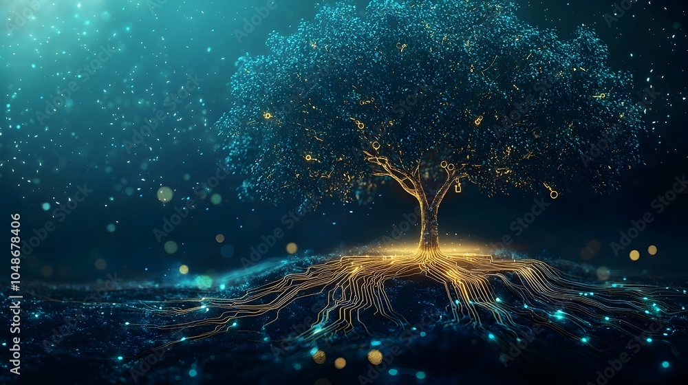 Poster technological tree of life circuits intertwine with nature s essence