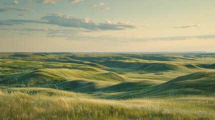 Fototapeta premium Rolling Green Hills Under a Clear Sky