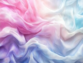 Obraz premium ethereal watercolor fabric waves flowing seamlessly in soft pastel gradients, creating a tranquil background with ample copy space for text