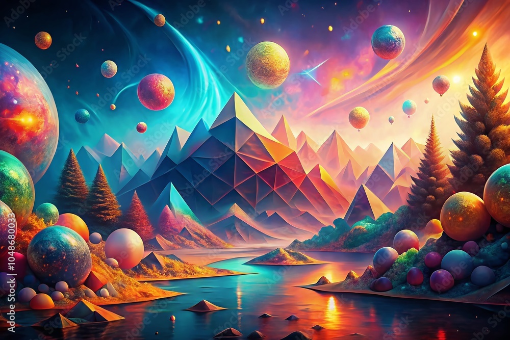 Poster surreal abstract geometric illustration with high dynamic range for modern art enthusiasts