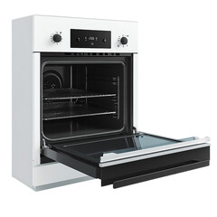 Obraz premium Modern Sleek White Electric Oven with Pull-Out Drawer for Cooking and Baking