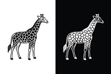 Giraffe icon vector silhouettes isolated on a white background.	