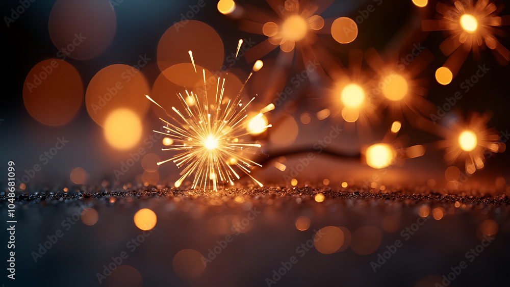 Aufkleber Christmas lights create a sparkly abstract effect on a bokeh background with subtle glitter details.
