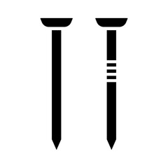 Illustration showing a black nail and screw icon on a white background