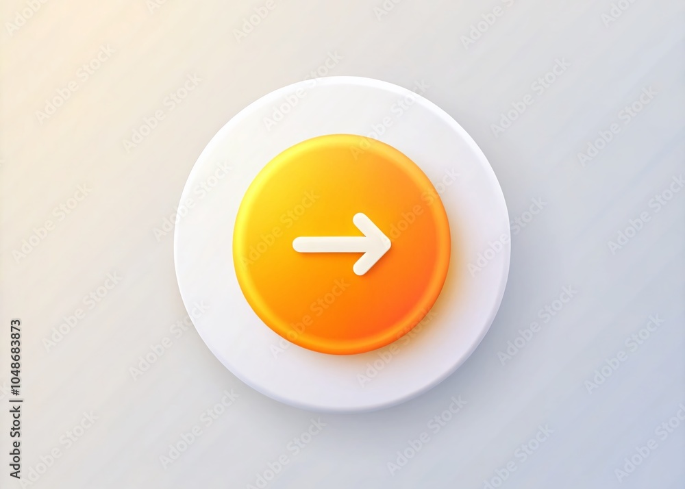Poster swipe up button design with rounded shapes and arrow icon in orange gradient on white background for