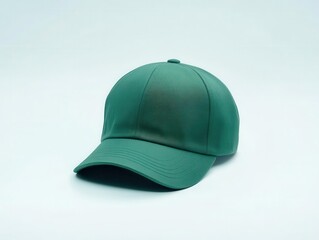 Fototapeta premium minimalist green cap resting on a pristine white background, emphasizing simplicity and style in fashion accessories