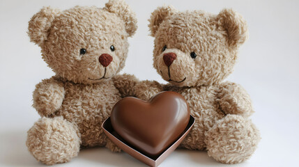 A cute brown teddy bear holding a heart-shaped pillow, perfect for a childhood gift or a symbol of love