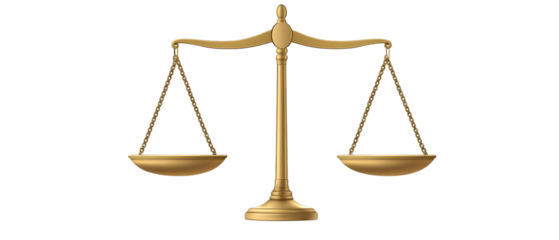 Justice scale on transparent background, PNG isolated on white background