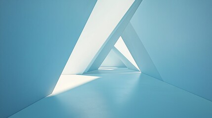 minimalist abstract background with intersecting white arrows on a light blue canvas