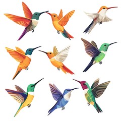 Obraz premium Trendy isolated hummingbird vector print ideal for artistic projects.
