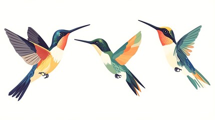 Obraz premium Colorful hummingbird vector print adds flair to trendy decor.