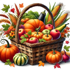 A basket overflowing with fresh produce.