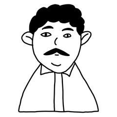 avatar set, hand drawn, black and white