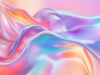 Naklejka premium vibrant abstract background design featuring wavy iridescent shapes that seem to undulate and flow, creating an eye-catching 3d rendered aesthetic perfect for modern art and digital projects