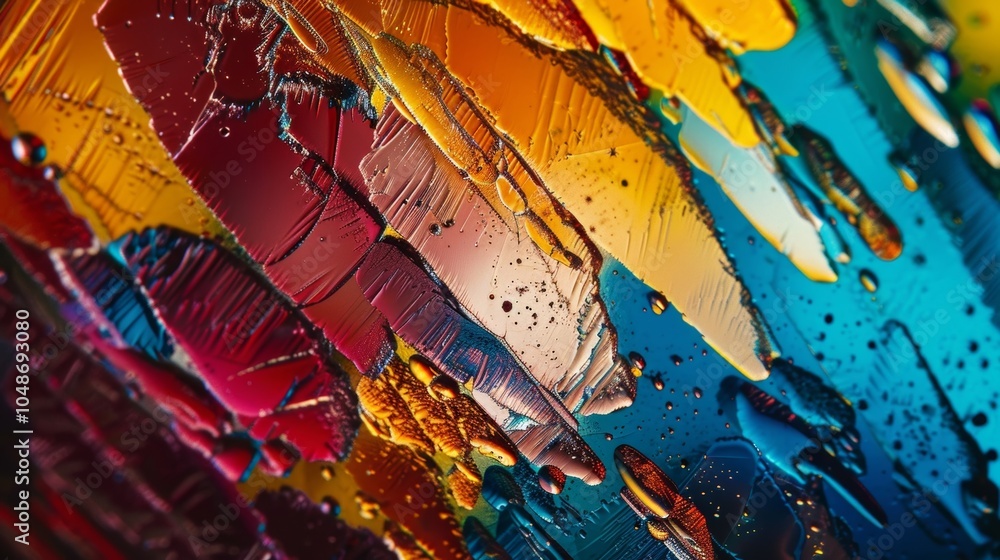 Poster abstract background of colorful crystals forming a pattern while crystallizing, creating a beautiful