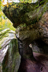 Scenic diversity of Mullerthal, Luxembourg's Little Switzerland, hiking routes, rock formations, moss-covered forests, tourist destination in Europe