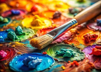 Obraz premium Vibrant Paint Mixing for Colorful Artistic Palette Creation - A Visual Delight of Colors and Techniques