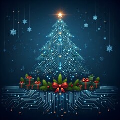 Vector christmas tree from digital circuit.