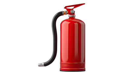 Red fire extinguisher isolated on white background for emergency safety and protection against fire