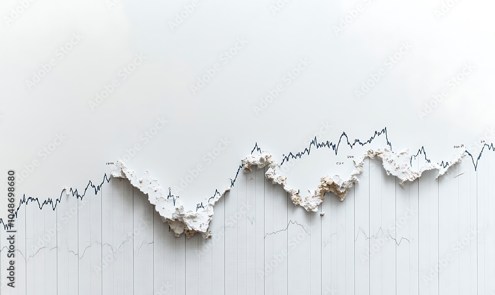 Poster a stylized graph showing fluctuating data trends with a textured background.