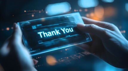 Glowing Thank You Message on Digital Receipt Symbolizing Customer Appreciation and Loyalty