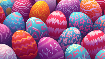Fototapeta premium Colorful Easter eggs pattern, a festive symbol of spring and holiday cheer