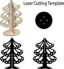 3D Christmas Tree Laser Cut File Template Vector 3d Spruce Pine Model New Year Decoration	