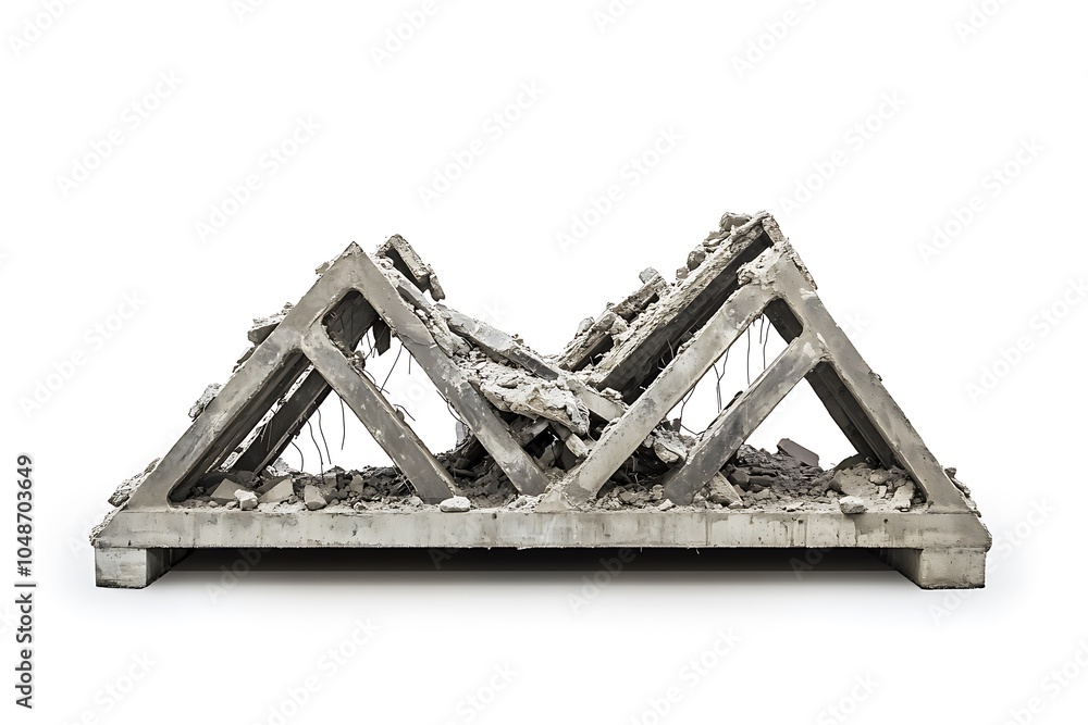 Poster a sculptural installation featuring a fragmented concrete structure with angular forms.