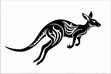 Dynamic Kangaroo Silhouette Design