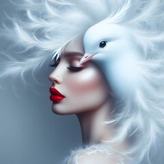 A surreal and enchanting image of a woman's profile