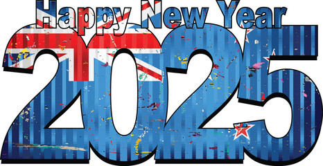 Happy New Year 2025 with New Zealand flag inside - Illustration,
2025 HAPPY NEW YEAR NUMERALS
