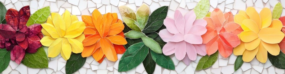 Colorful floral mosaic background
