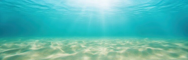Obraz premium Serene underwater scene with turquoise waters and sunlight filtering through