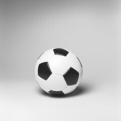 Black and white soccer ball on a plain background