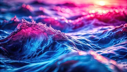 Ultrawide pink and blue theme flowing water with waves background wallpaper, asymmetrical