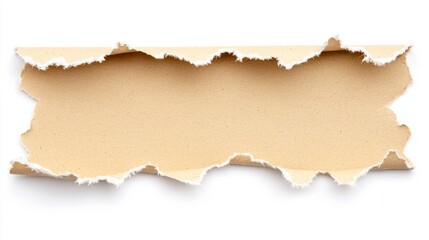 Torn brown paper with jagged edges on white background.
