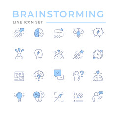 Set color line icons of brainstorming
