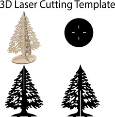 3D Christmas Tree Laser Cut File Template Vector 3d Spruce Pine Model New Year Decoration	