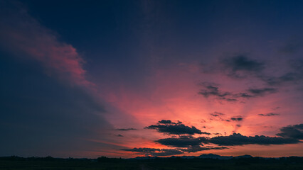 sunset sky twilight over the mountains