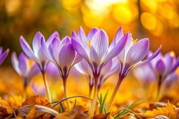 Naklejka premium Stunning Crocus Blooms in Fall Glow