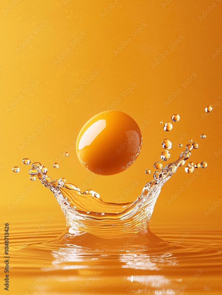 Poster dynamic yolk drop splash in morning light - captivating culinary process showcasing raw texture and 