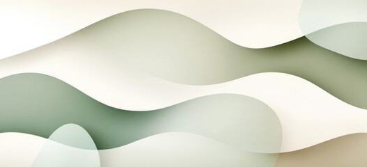 Harmonischer Verlauf in Salbei und Creme mit Vintage-Rausch-Effekt und organischen Formen im Bannerformat